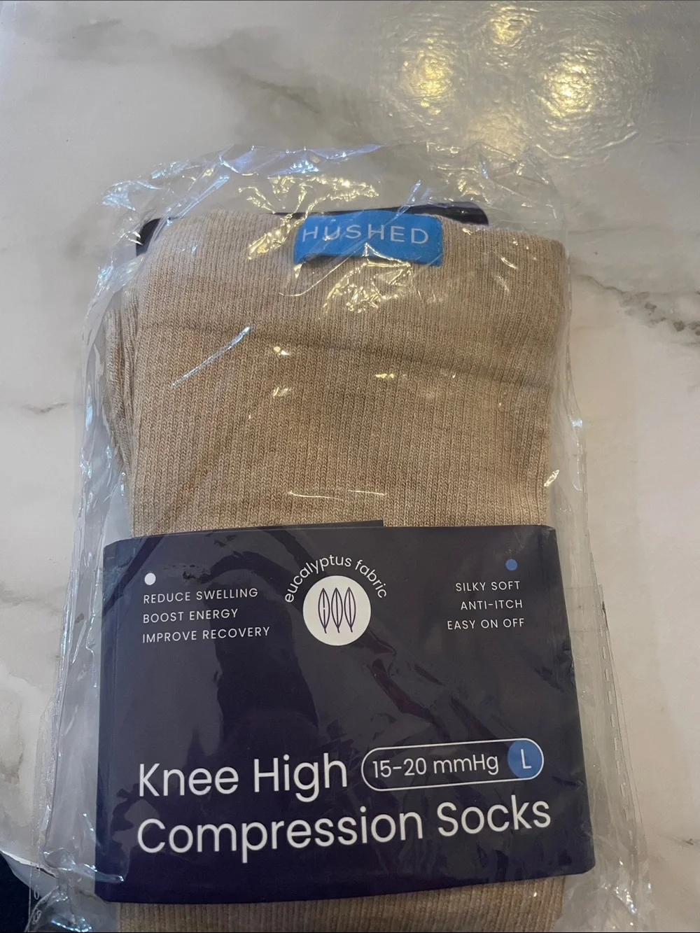 Hushed Knee High Compression Socks - Tan